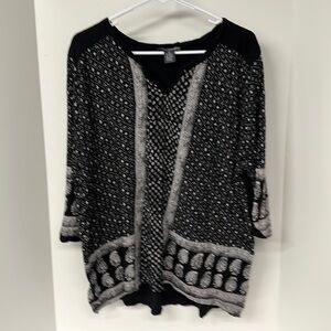 Chelsea & Theodore Size 3X Black & White 3/4 Length Sleeve V Neck